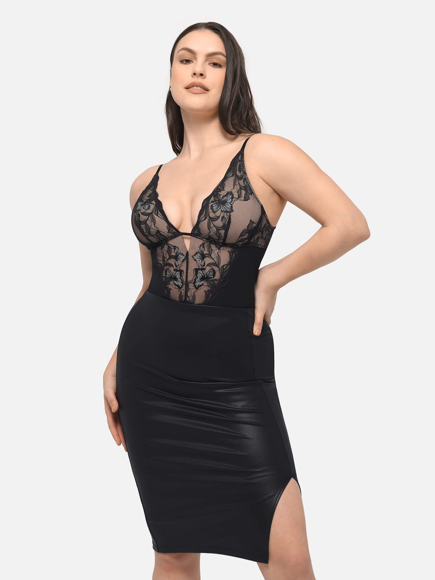 Body gainant en dentelle avec string