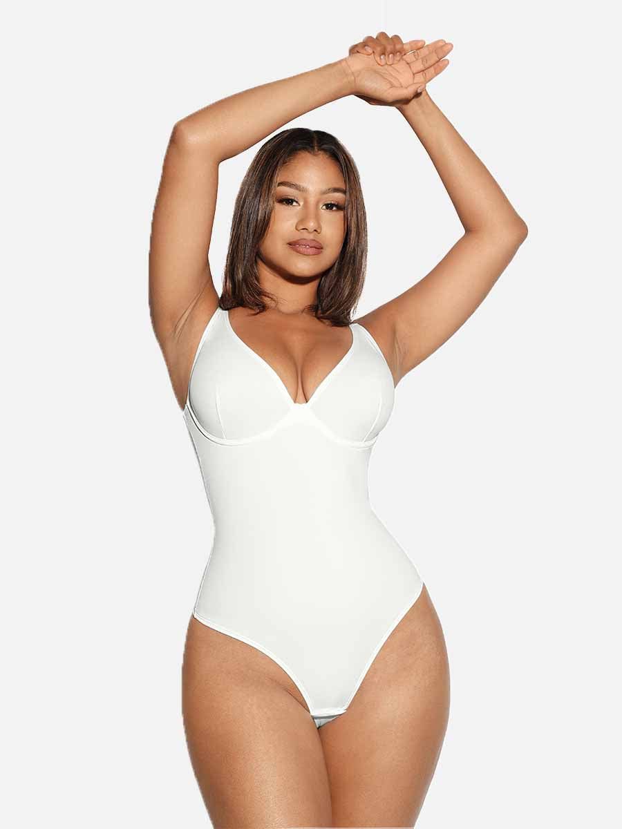 V Neck Tummy Control Thong Shapewear