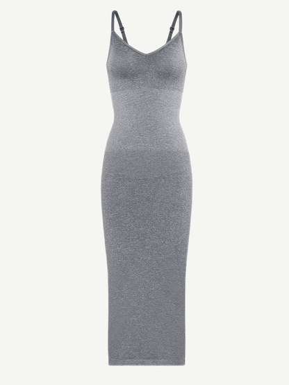 Seamless Spaghetti Strap V-neck Maxi Built-in Shaper Dress