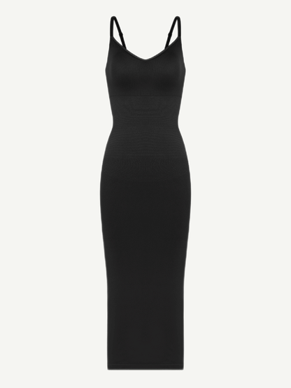 Seamless Spaghetti Strap V-neck Maxi Built-in Shaper Dress