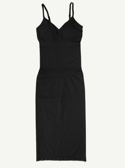 Seamless Spaghetti Strap V-neck Maxi Built-in Shaper Dress