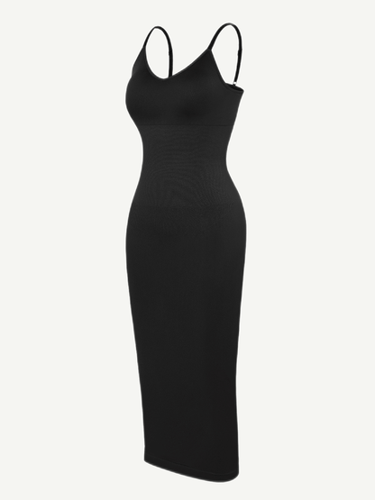 Seamless Spaghetti Strap V-neck Maxi Built-in Shaper Dress