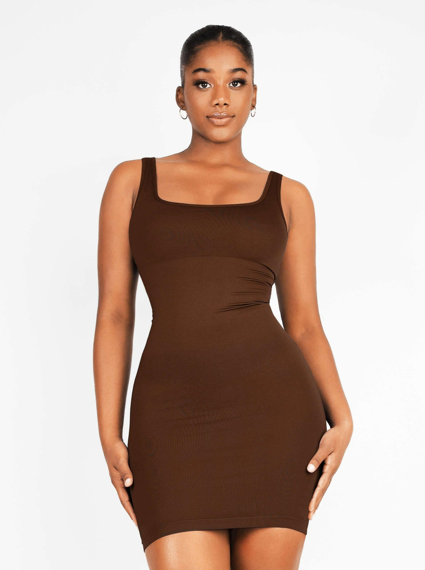 Square-neck Mini Bodycon Built-in Shaper Womenswear Comfortable Dress