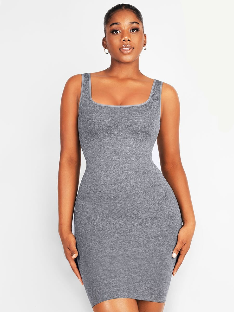 Robe moulante mini à col carré FeelinGirl pour femme avec effet gainant intégré