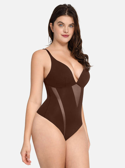 Deep V-Neck Thong Bodysuit