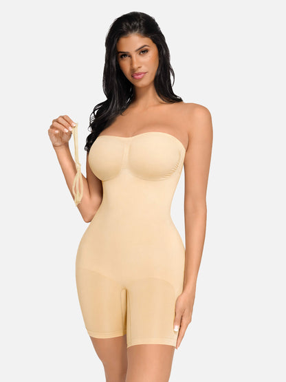 Seamless Strapless Bodysuit with Removable Straps