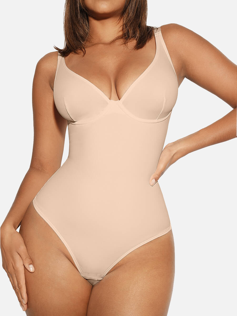 V Neck Tummy Control Thong Shapewear