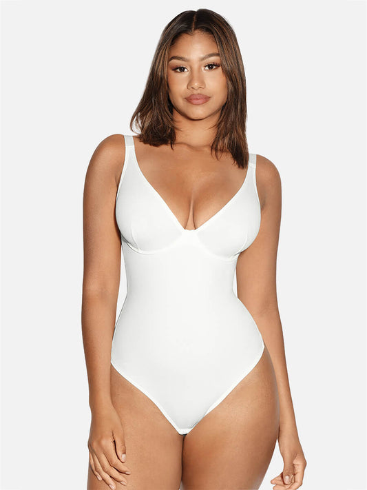 Shapewear mit V-Ausschnitt und Bauchkontrolle, Tanga