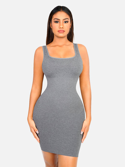 Square-neck Mini Bodycon Built-in Shaper Womenswear Comfortable Dress