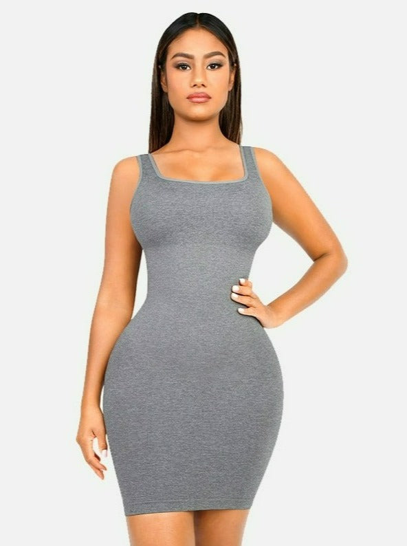 Square-neck Mini Bodycon Built-in Shaper Womenswear Comfortable Dress