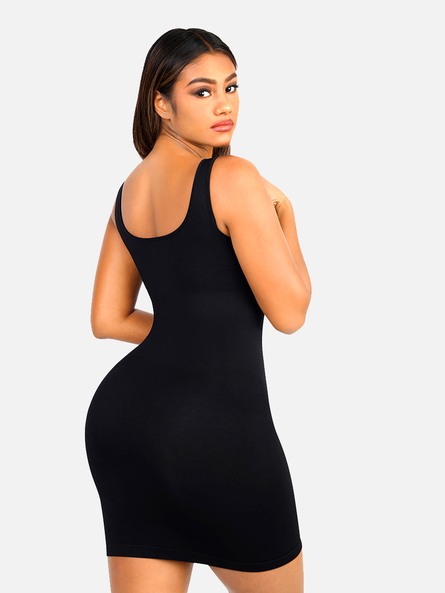 Square-neck Mini Bodycon Built-in Shaper Womenswear Comfortable Dress