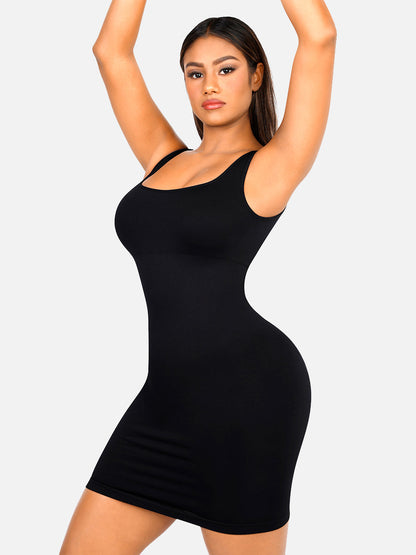 Square-neck Mini Bodycon Built-in Shaper Womenswear Comfortable Dress