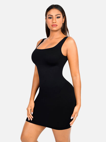 Square-neck Mini Bodycon Built-in Shaper Womenswear Comfortable Dress