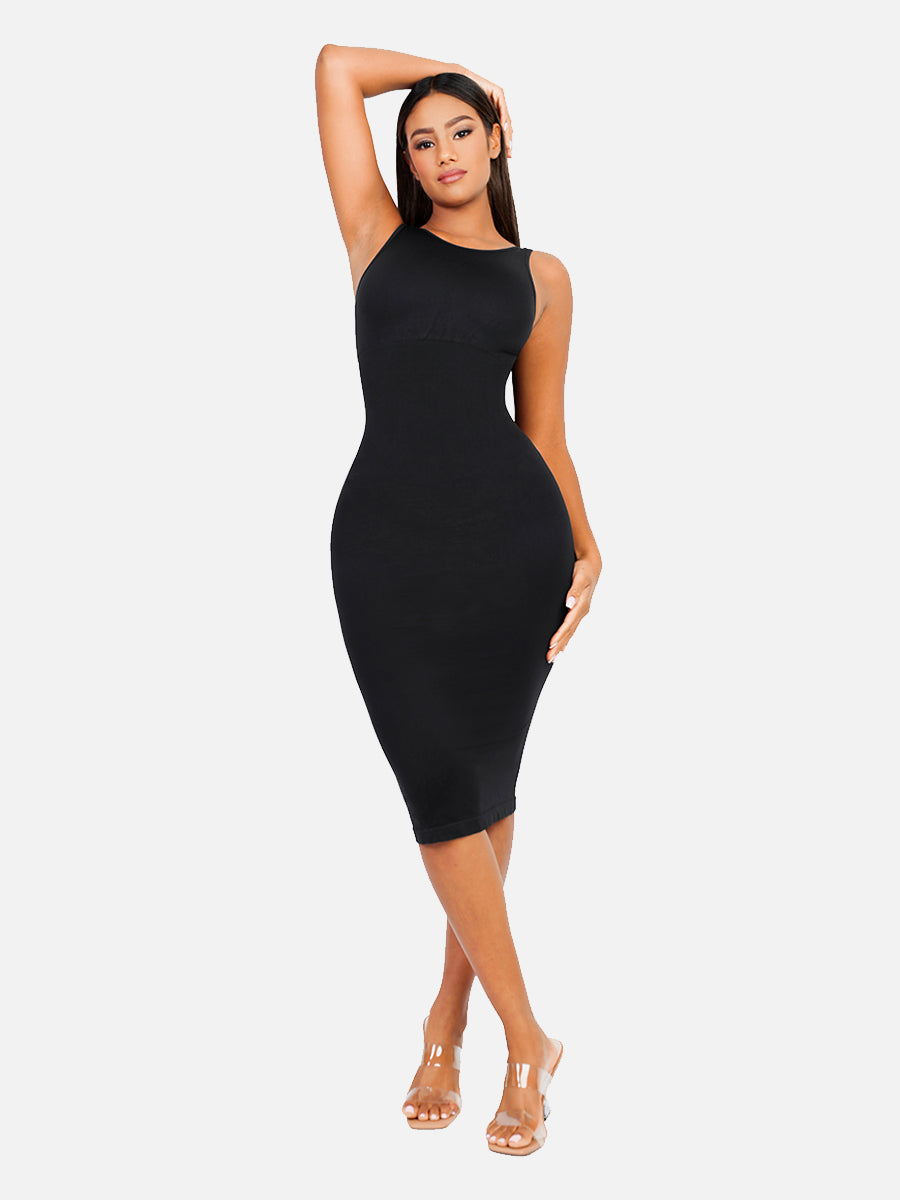 FeelinGirl Nahtloses, umweltfreundliches, großes U-Rücken-Kleid mit integriertem Shaper 