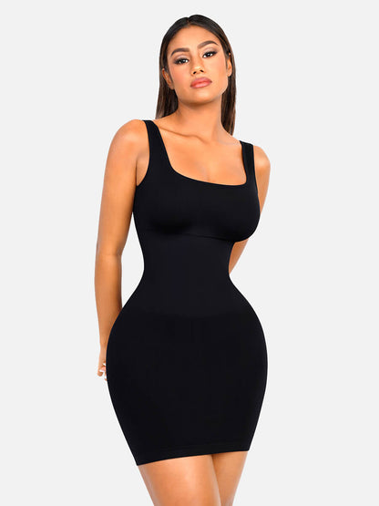 Robe moulante mini à col carré FeelinGirl pour femme avec effet gainant intégré