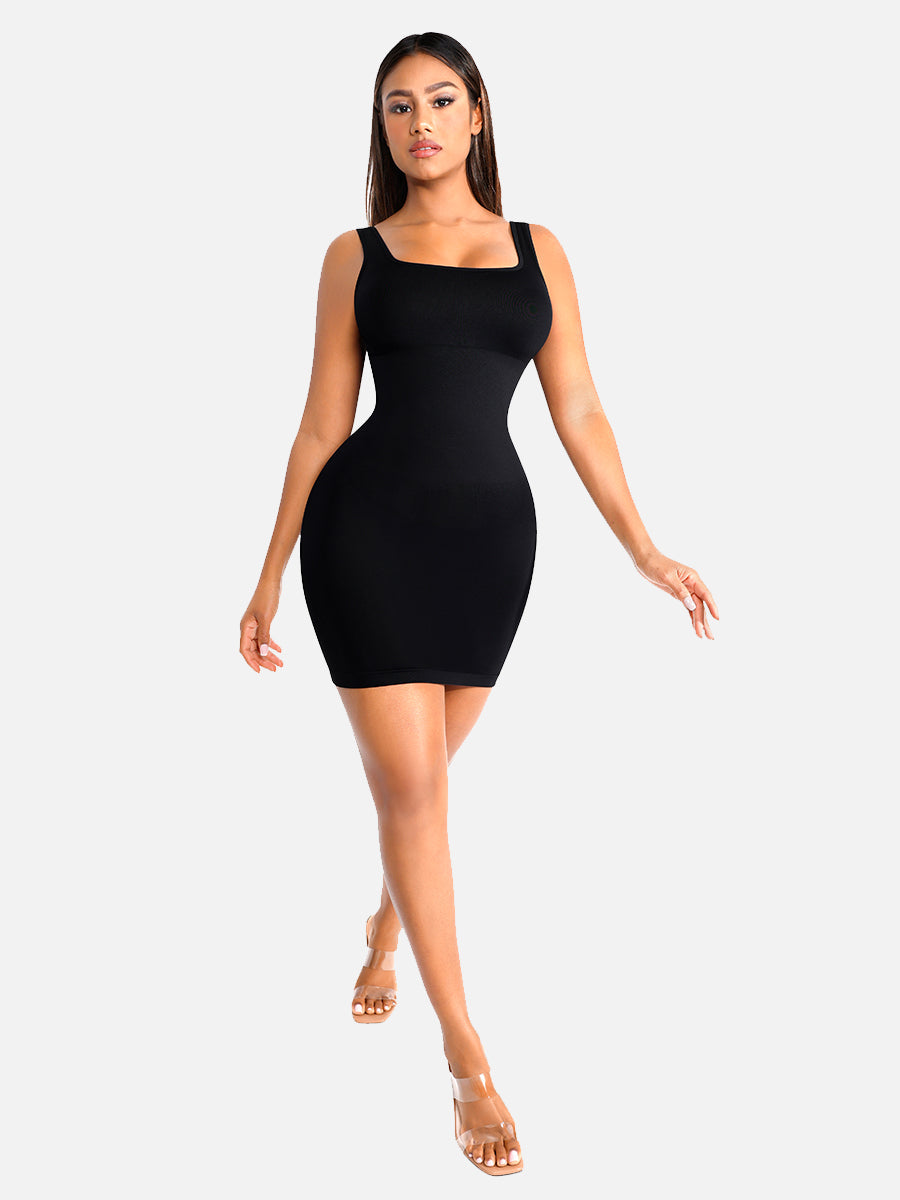 Square-neck Mini Bodycon Built-in Shaper Womenswear Comfortable Dress