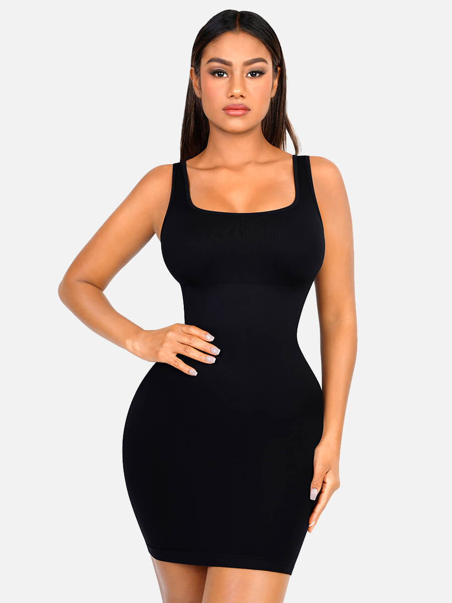 Square-neck Mini Bodycon Built-in Shaper Womenswear Comfortable Dress