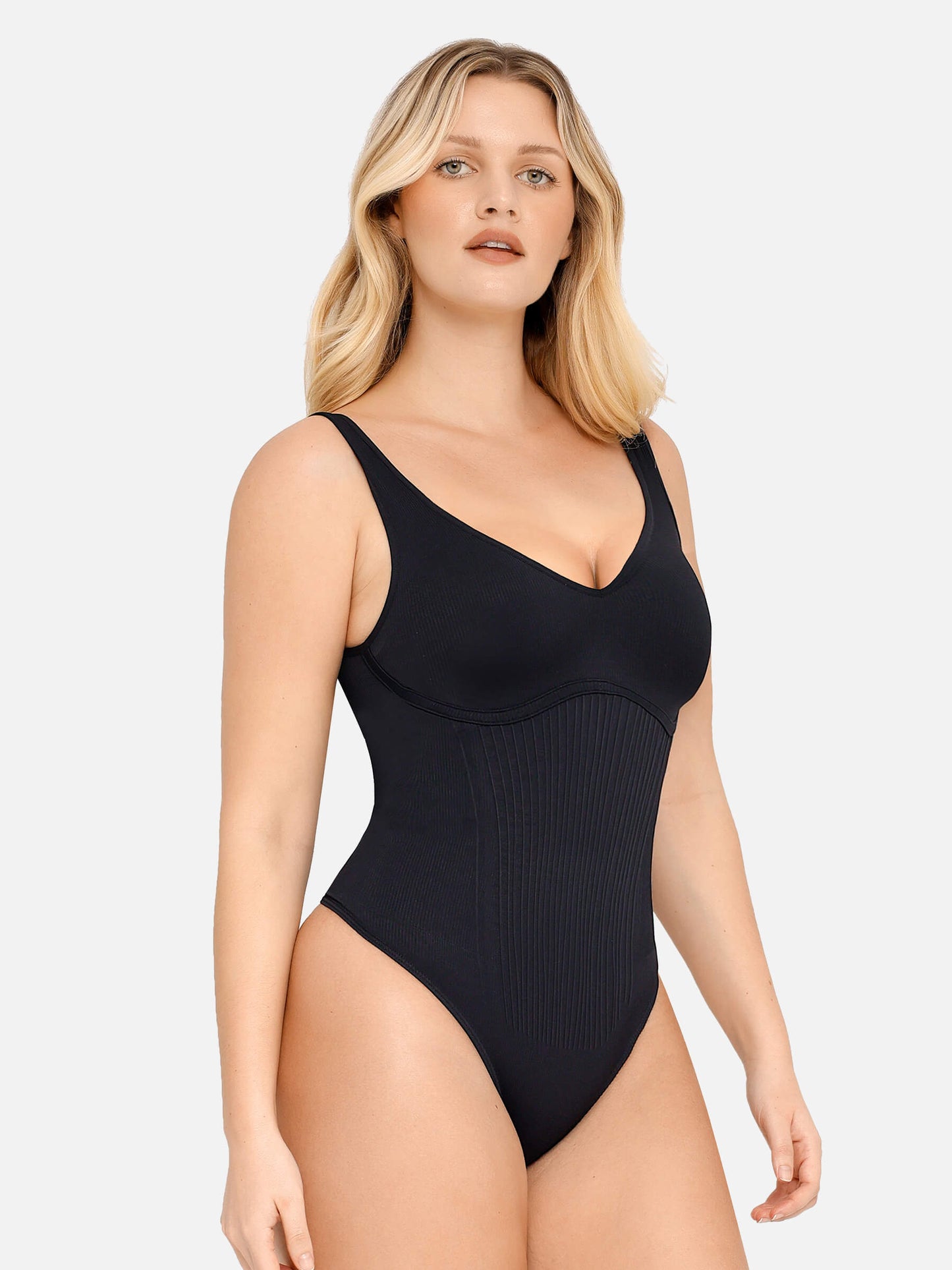 Tummy Control Slimming V Neck Thong Bodysuits