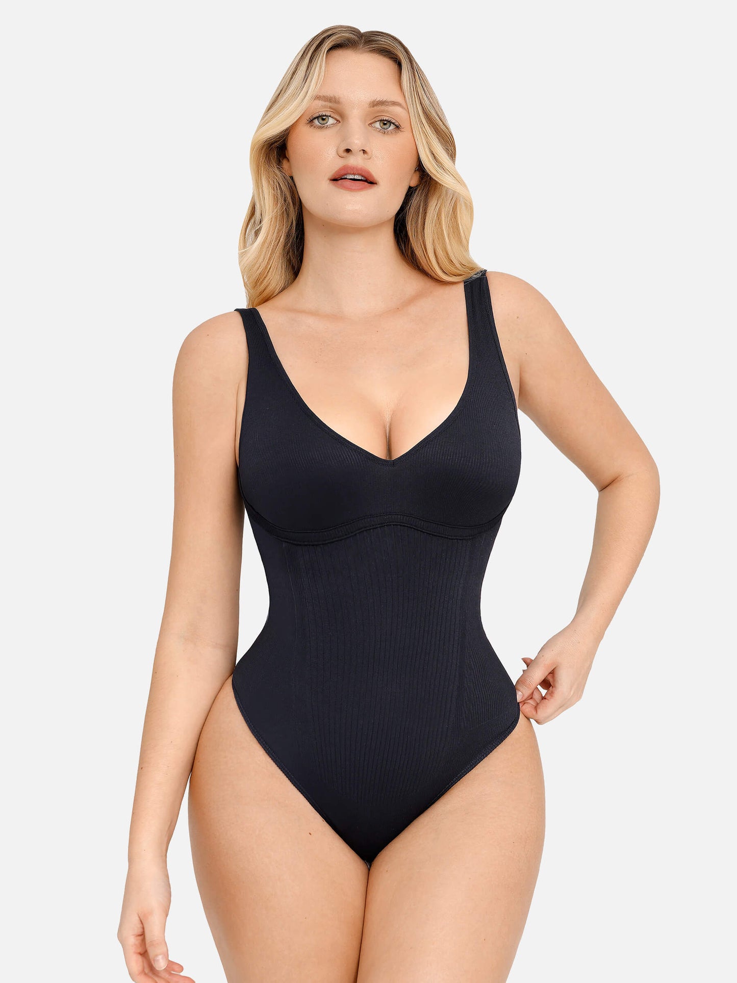 Tummy Control Slimming V Neck Thong Bodysuits