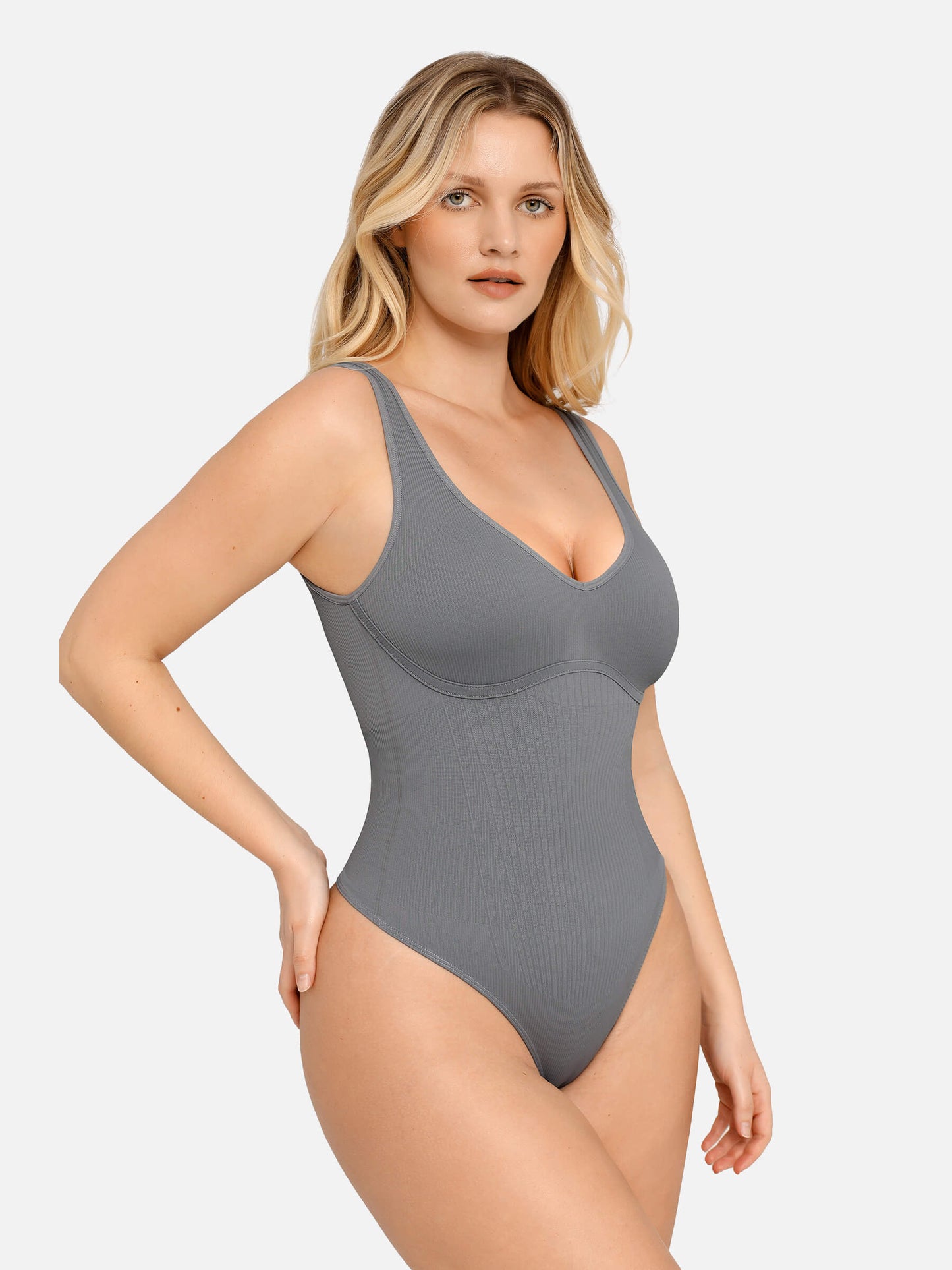 Tummy Control Slimming V Neck Thong Bodysuits