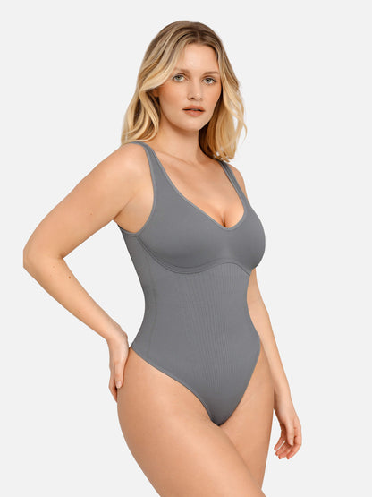 Tummy Control Slimming V Neck Thong Bodysuits
