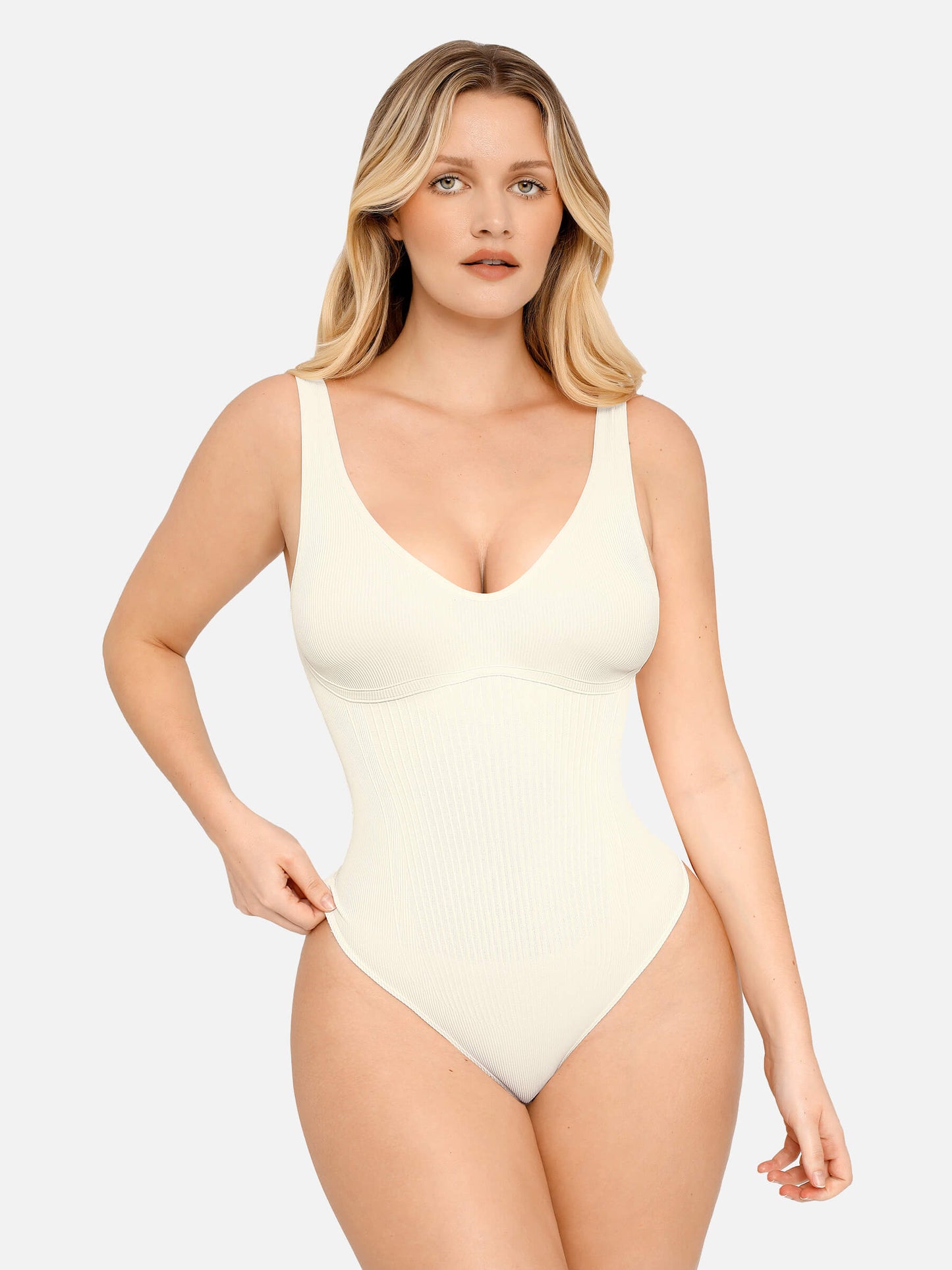 Tummy Control Slimming V Neck Thong Bodysuits