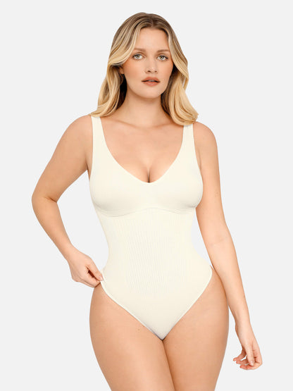 Tummy Control Slimming V Neck Thong Bodysuits