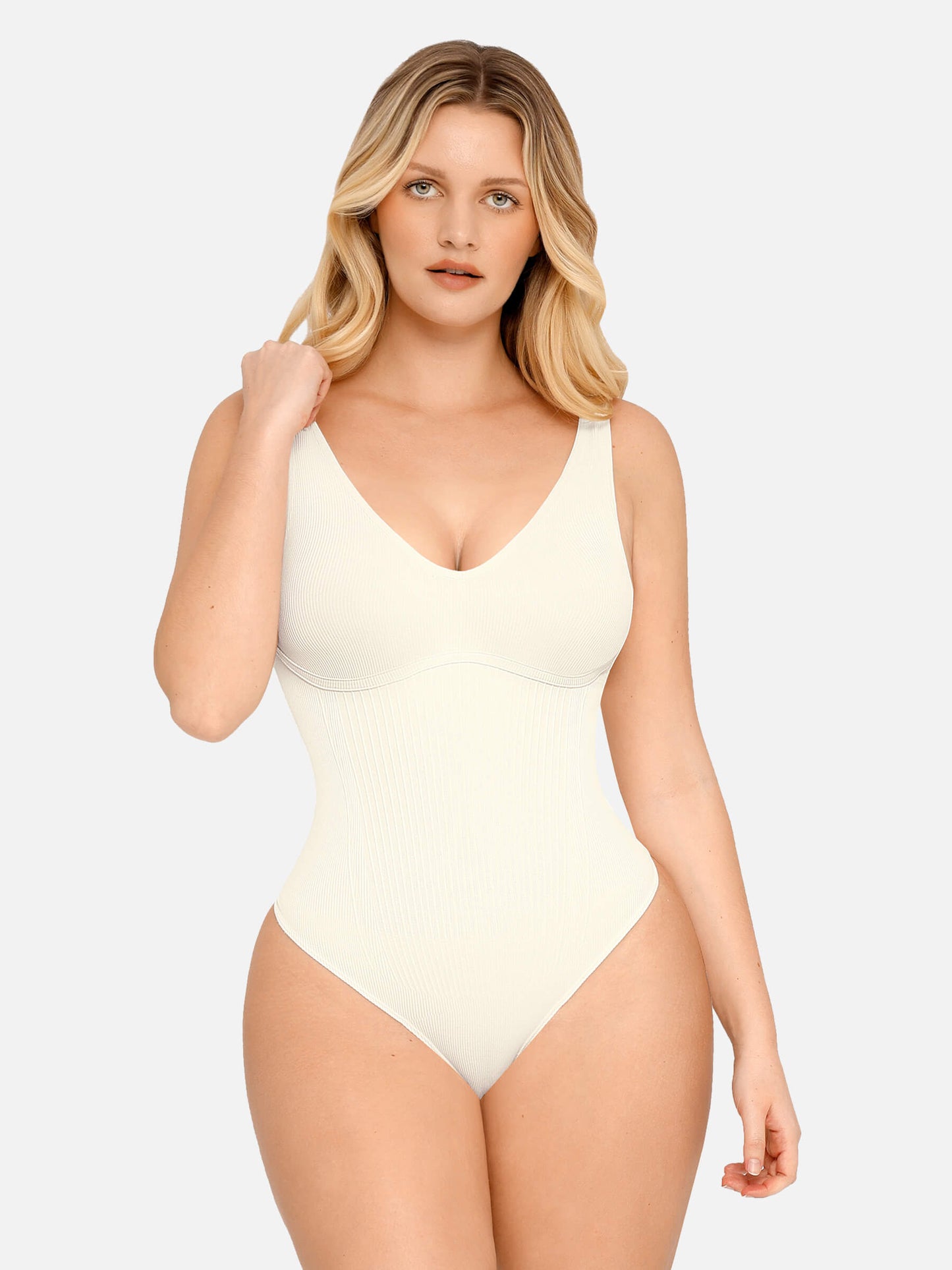 Tummy Control Slimming V Neck Thong Bodysuits