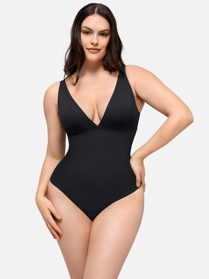 Feelingirl Nahtloser, glättender Tanktop-Bodysuit mit tiefem V-Ausschnitt