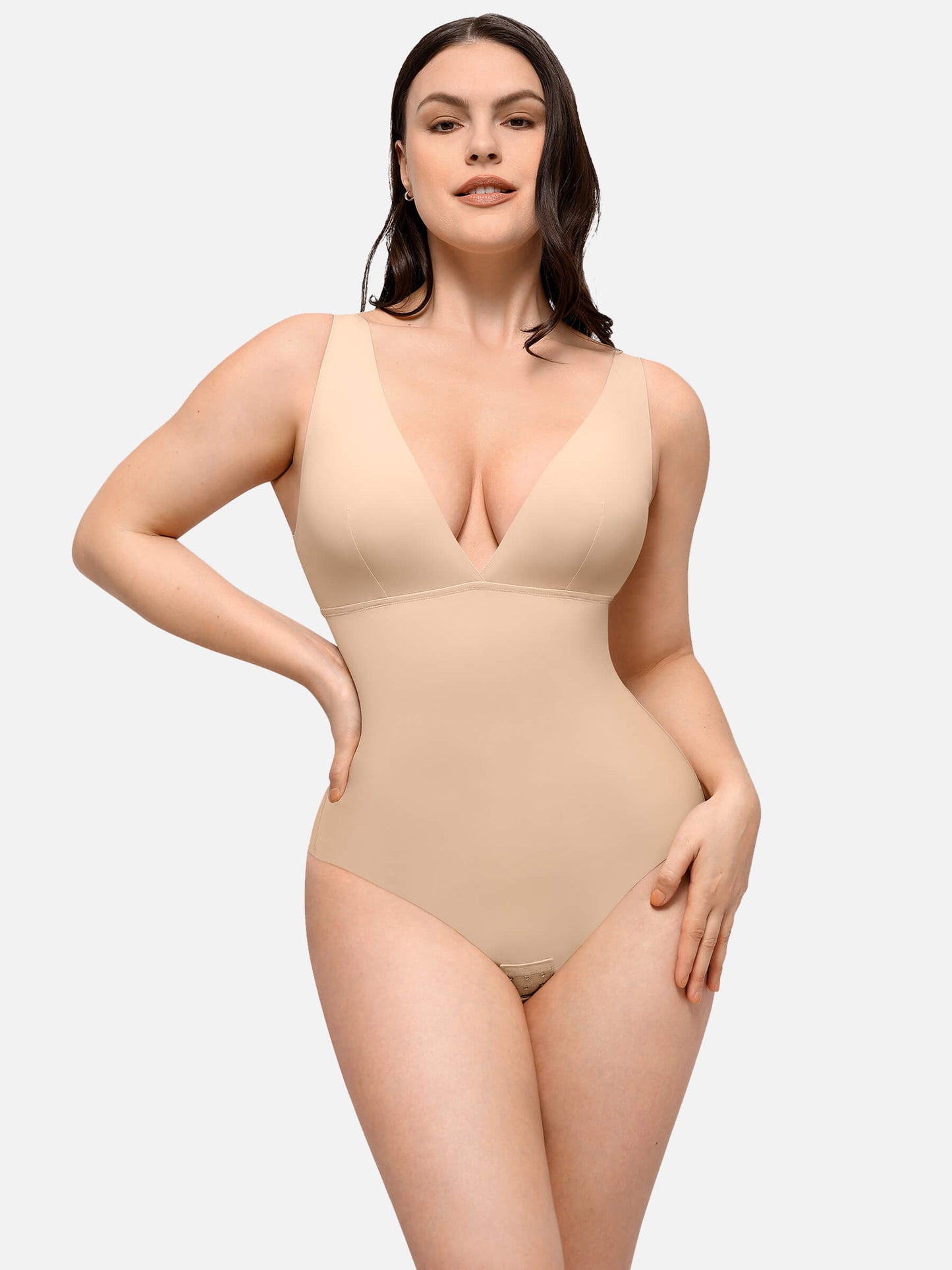 Feelingirl Nahtloser, glättender Tanktop-Bodysuit mit tiefem V-Ausschnitt