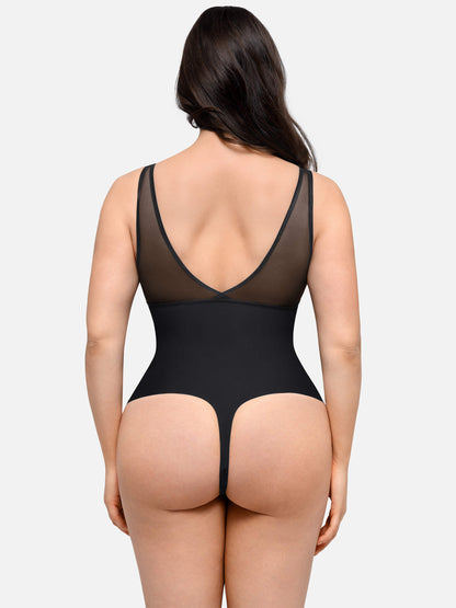 Feelingirl Nahtloser, glättender Tanktop-Bodysuit mit tiefem V-Ausschnitt