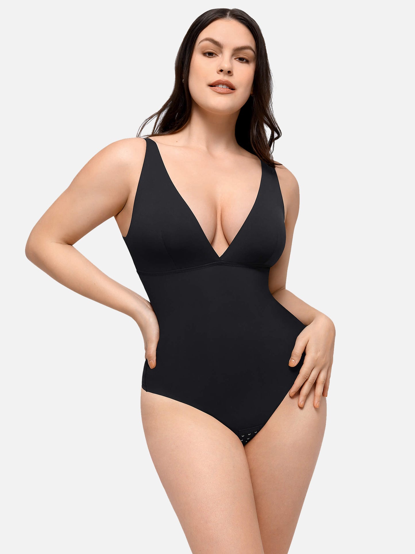 Feelingirl Nahtloser, glättender Tanktop-Bodysuit mit tiefem V-Ausschnitt