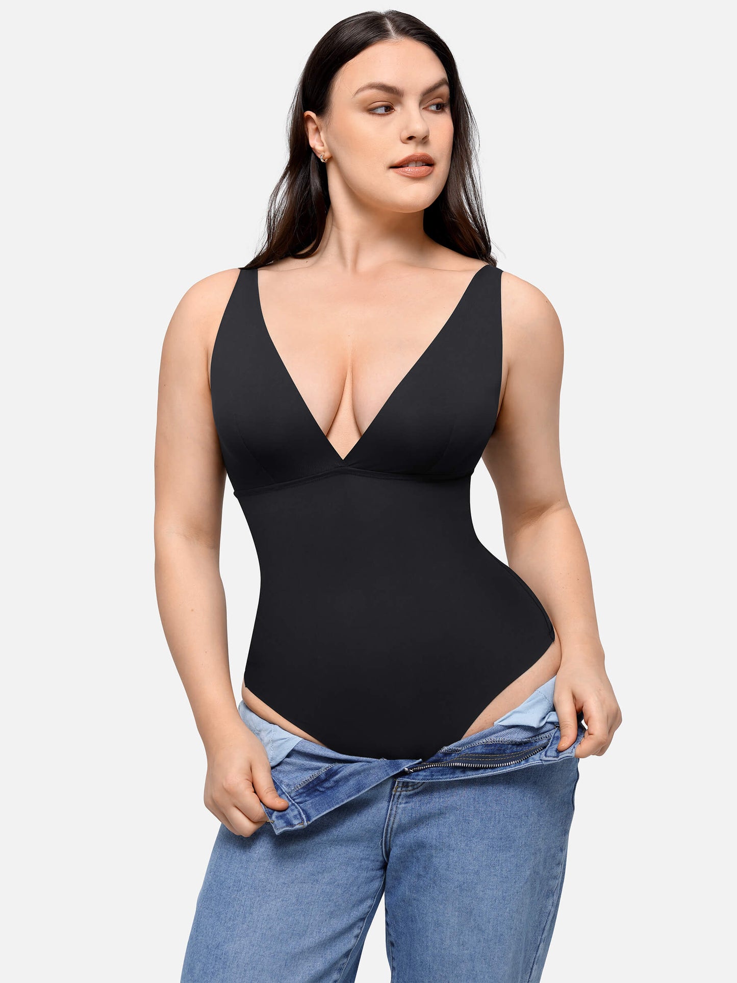 Deep V-Neck Tank Seamless Smoothing Bodysuit