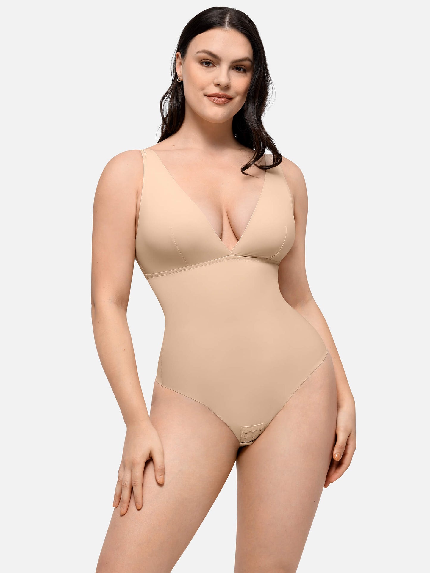 Feelingirl Nahtloser, glättender Tanktop-Bodysuit mit tiefem V-Ausschnitt