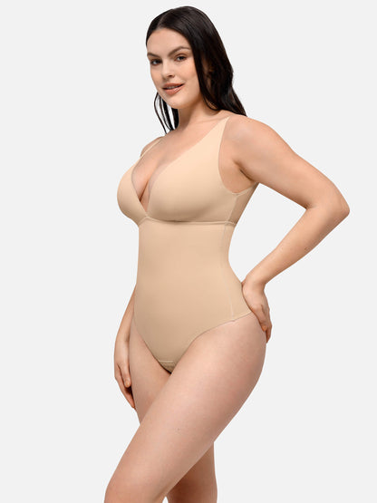 Feelingirl Nahtloser, glättender Tanktop-Bodysuit mit tiefem V-Ausschnitt