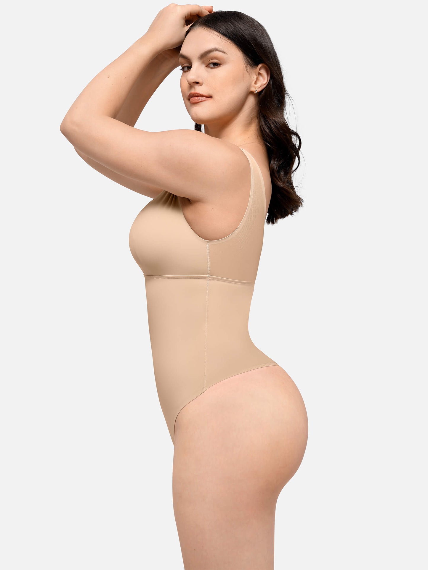 Feelingirl Nahtloser, glättender Tanktop-Bodysuit mit tiefem V-Ausschnitt