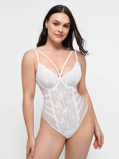 Lace Smooth Thong Shaping Bodysuit