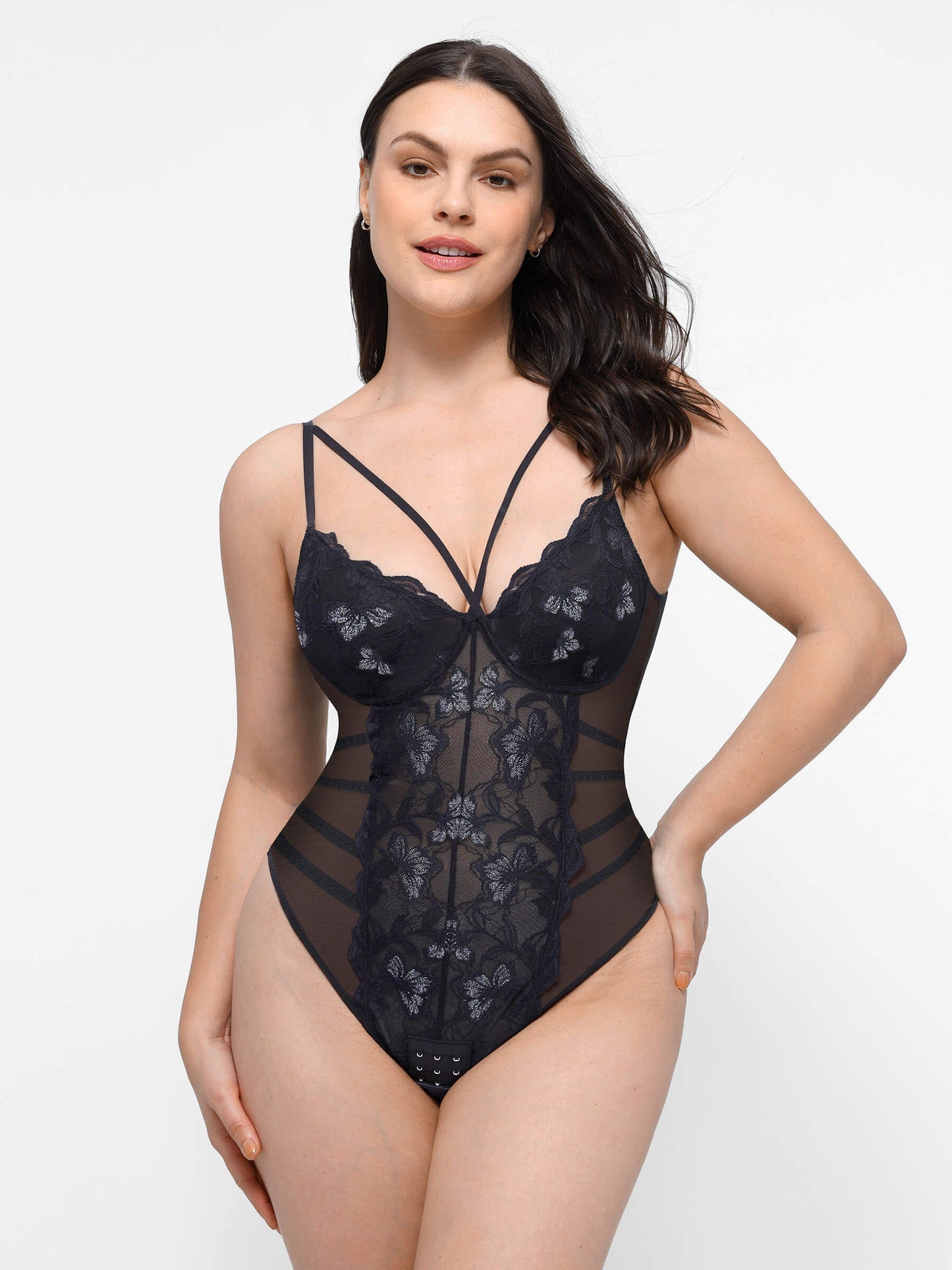 Lace Smooth Thong Shaping Bodysuit