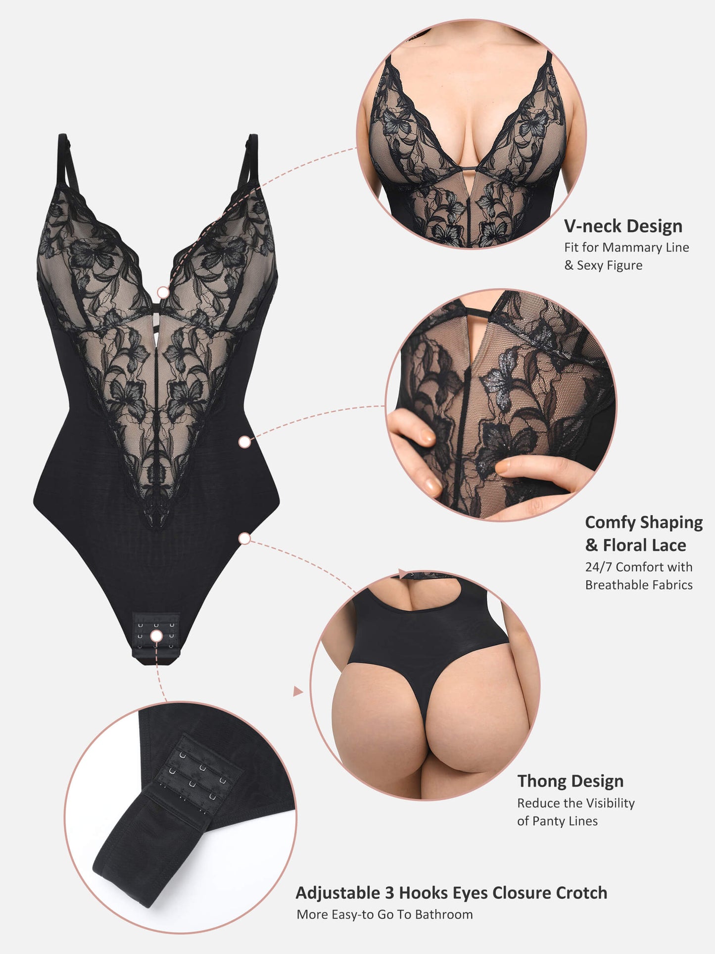 Sculpting Lace Shapewear Thong Bodysuit