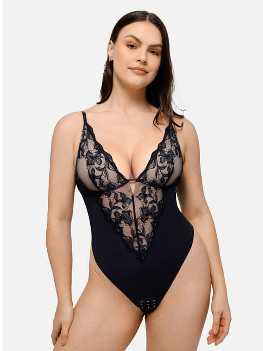 Sculpting Lace Shapewear Thong Bodysuit