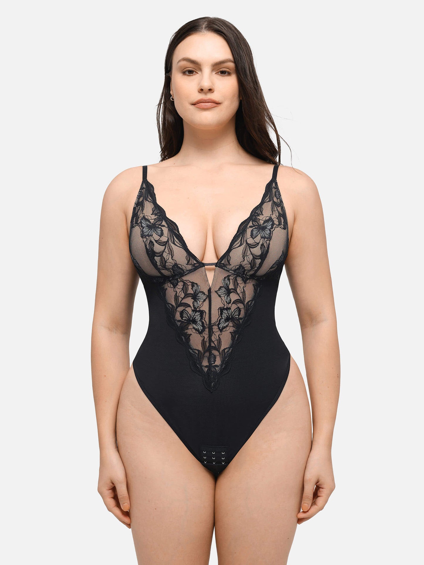 Lace Shapewear Thong Shaping Bodysuit