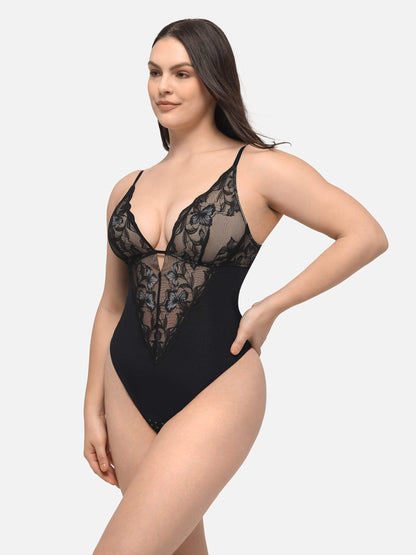 Lace Shapewear Thong Shaping Bodysuit