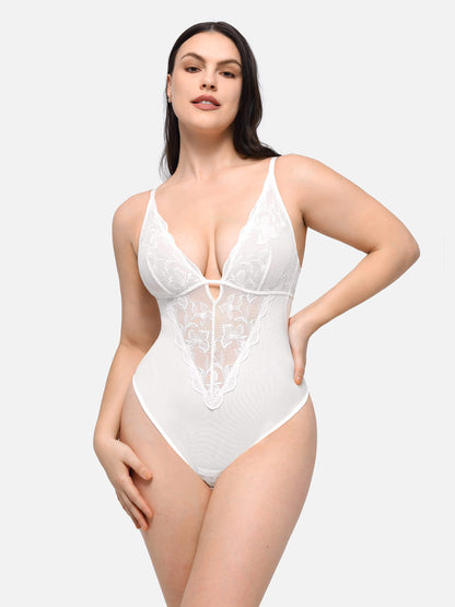 Lace Shapewear Thong Shaping Bodysuit