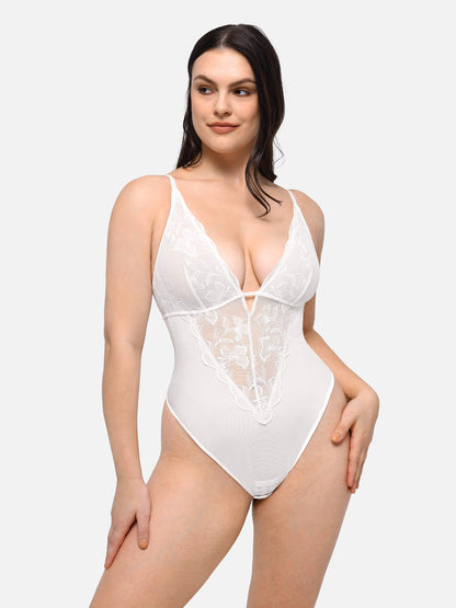 Lace Shapewear Thong Shaping Bodysuit