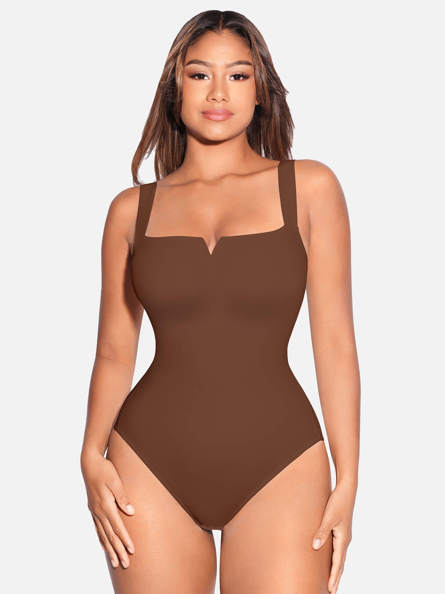 Bodysuit mit eckigem Kragen und elastischer Oberbekleidung