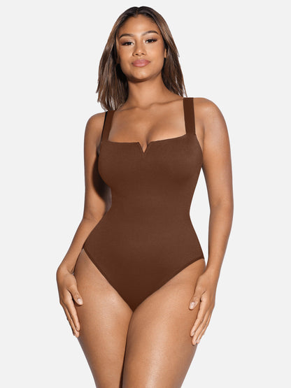 Bodysuit mit eckigem Kragen und elastischer Oberbekleidung