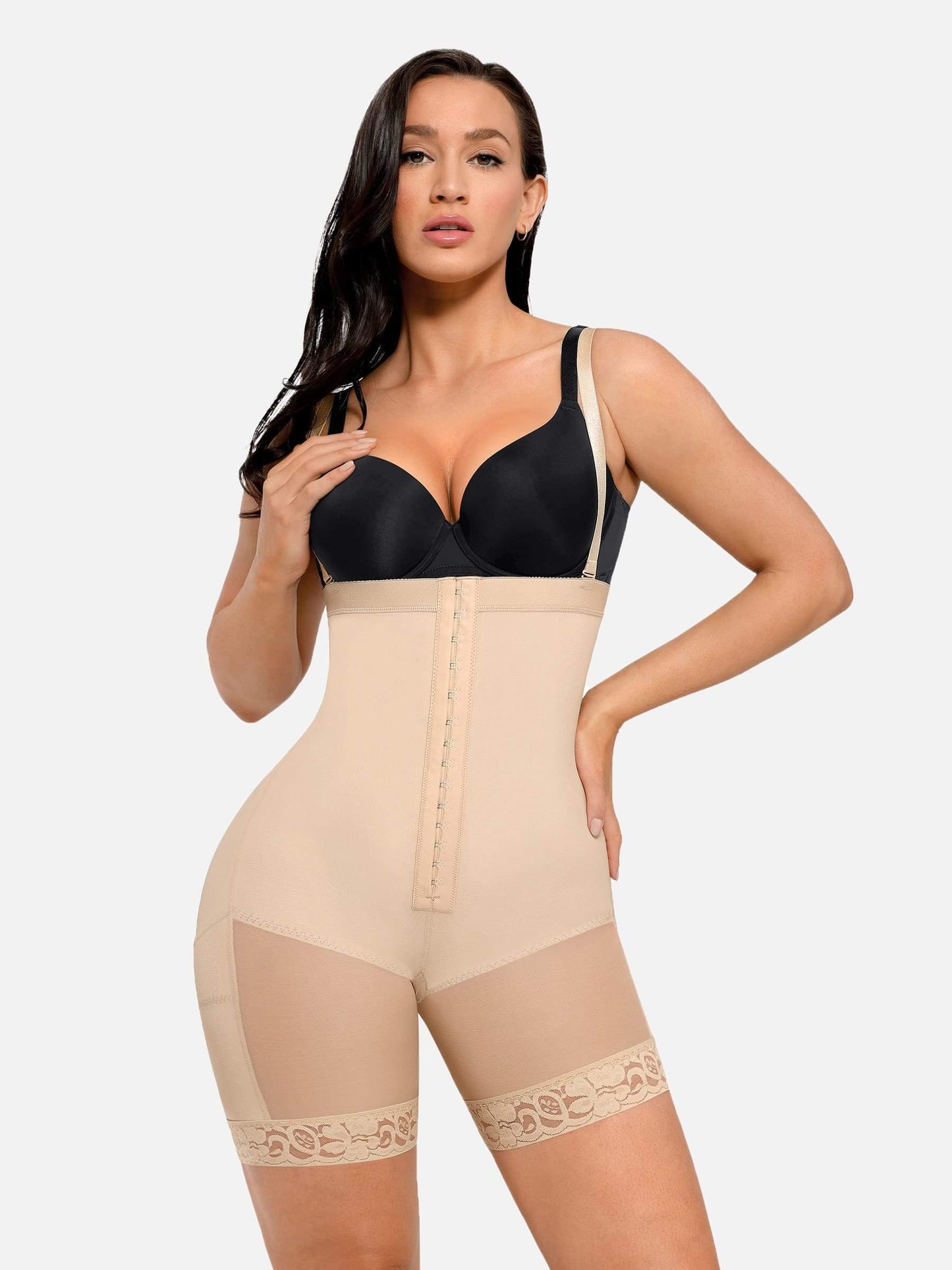 Tummy Control Bodysuit Adjustable Shaping Breathable Fabric Peach Lift