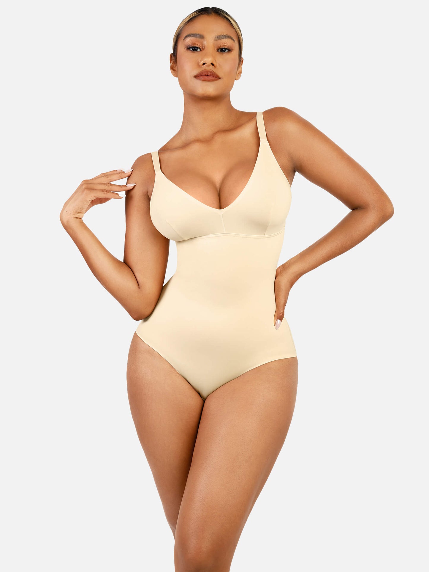 V Neck Tummy Control Thong Shapewear