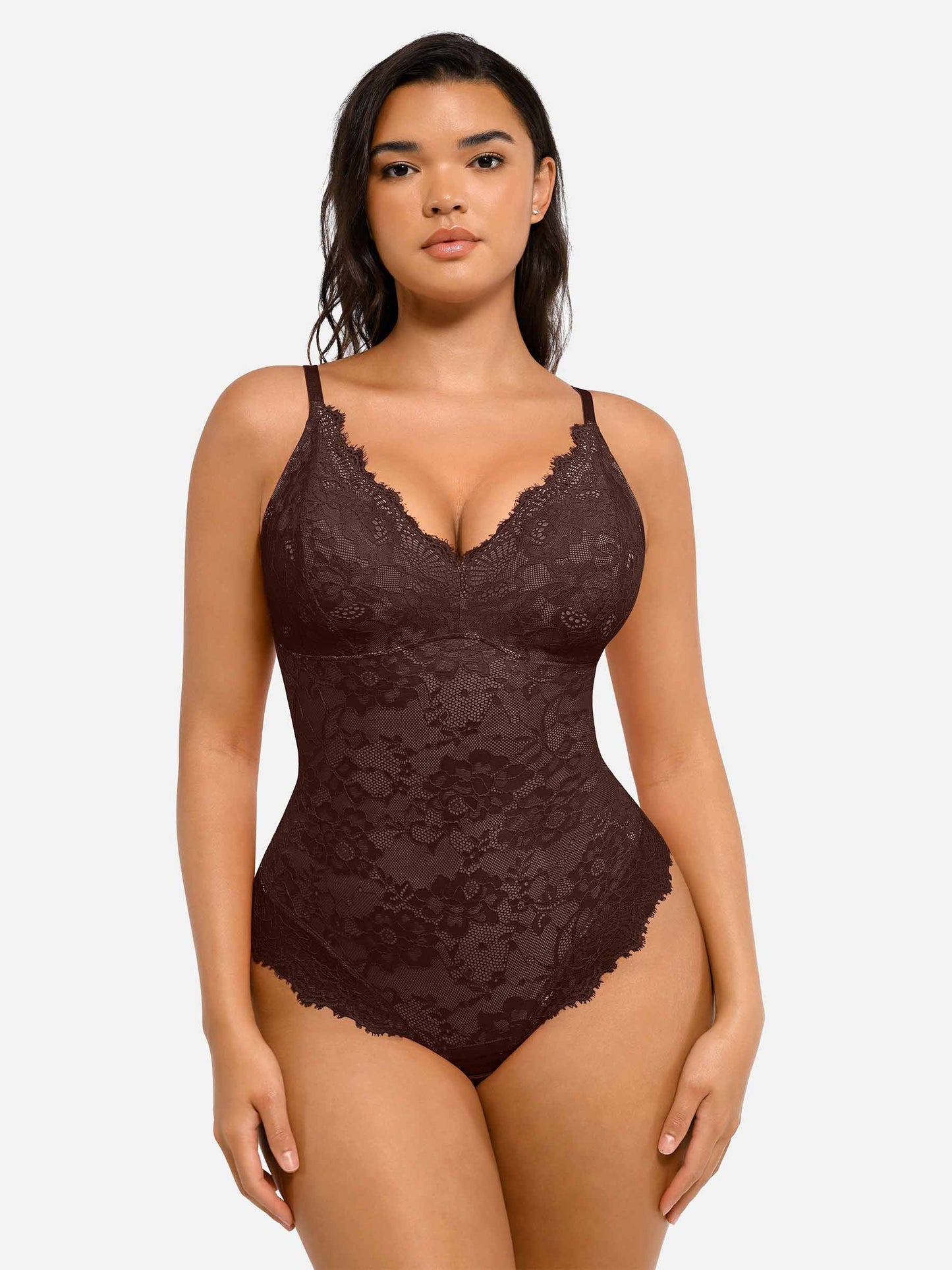 Lace V Neck Full Bodysuit