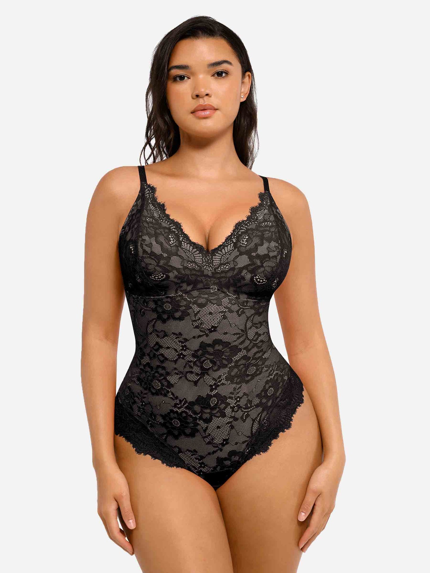 Body en dentelle à col en V